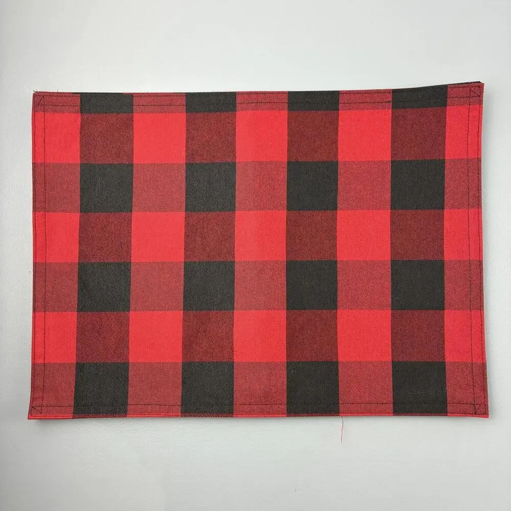 Red and Black Buffalo Check Plaid Cabincore Holiday Christmas Placemats